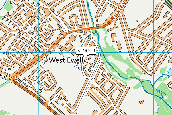 KT19 9LJ map - OS VectorMap District (Ordnance Survey)