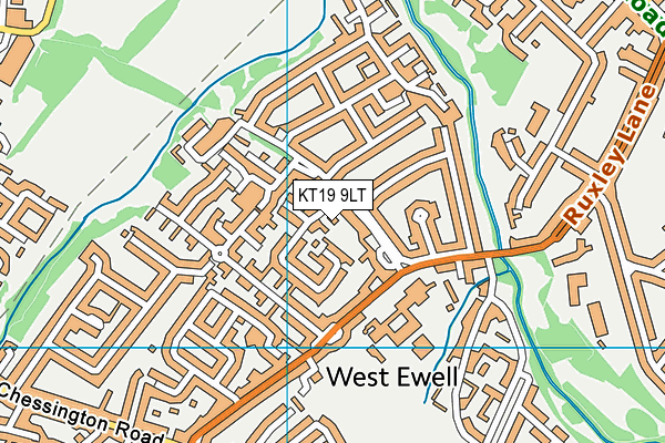 KT19 9LT map - OS VectorMap District (Ordnance Survey)