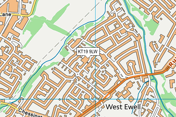 KT19 9LW map - OS VectorMap District (Ordnance Survey)