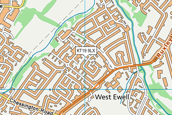 KT19 9LX map - OS VectorMap District (Ordnance Survey)