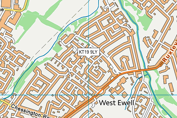 KT19 9LY map - OS VectorMap District (Ordnance Survey)