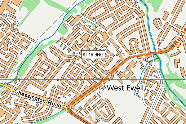 KT19 9NG map - OS VectorMap District (Ordnance Survey)