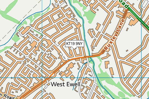 KT19 9NY map - OS VectorMap District (Ordnance Survey)