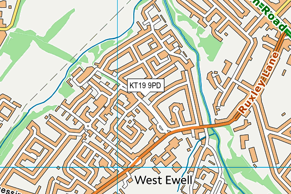 KT19 9PD map - OS VectorMap District (Ordnance Survey)