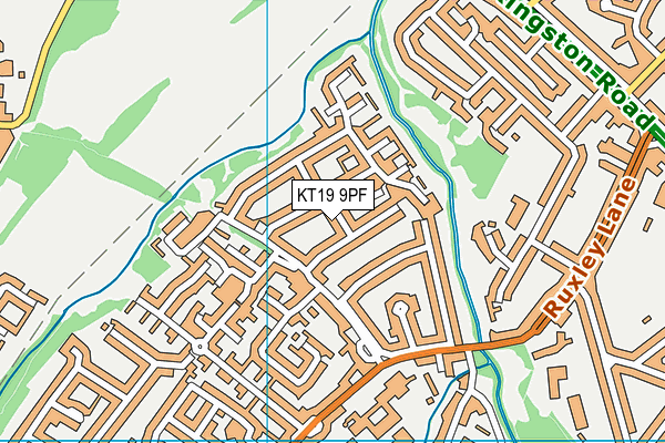 KT19 9PF map - OS VectorMap District (Ordnance Survey)