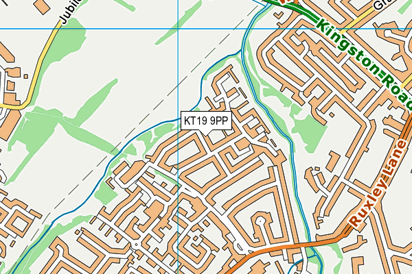 KT19 9PP map - OS VectorMap District (Ordnance Survey)