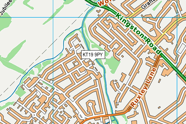 KT19 9PY map - OS VectorMap District (Ordnance Survey)
