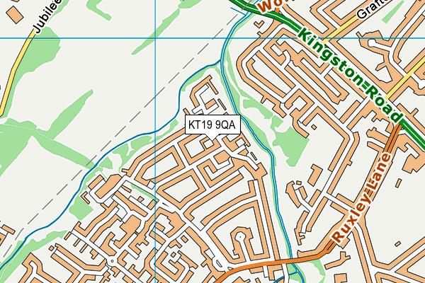 KT19 9QA map - OS VectorMap District (Ordnance Survey)