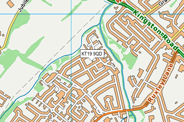 KT19 9QD map - OS VectorMap District (Ordnance Survey)