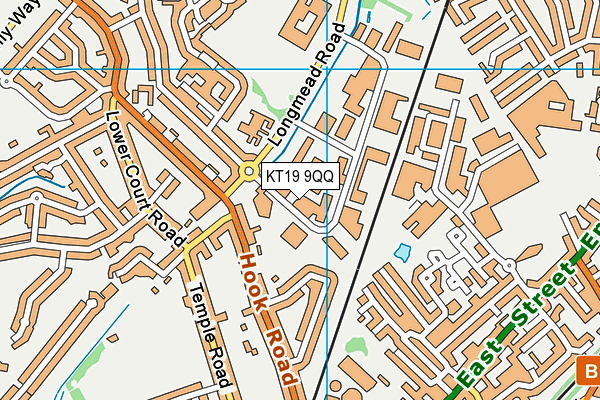 KT19 9QQ map - OS VectorMap District (Ordnance Survey)