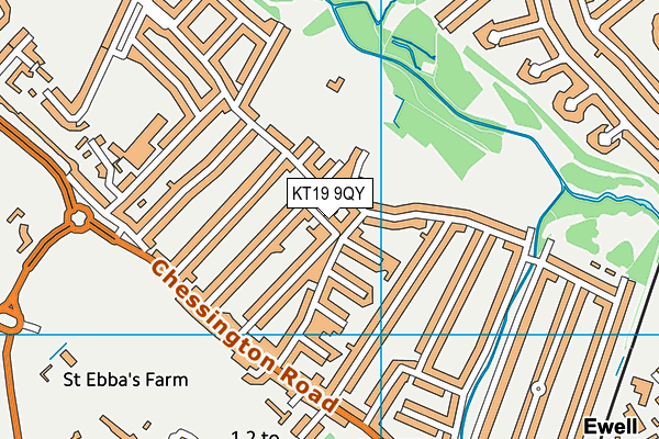 KT19 9QY map - OS VectorMap District (Ordnance Survey)