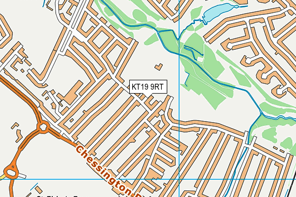 KT19 9RT map - OS VectorMap District (Ordnance Survey)