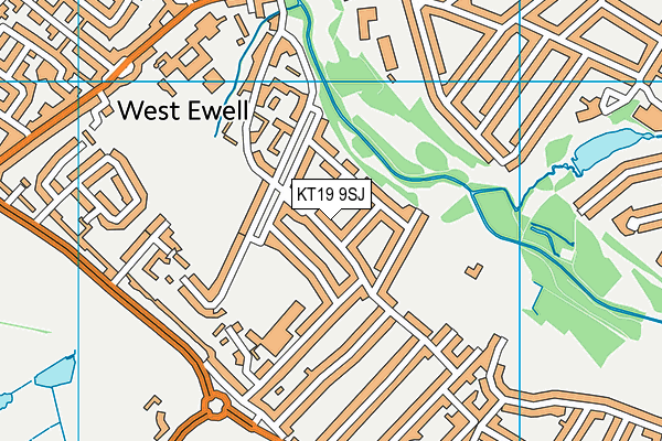 KT19 9SJ map - OS VectorMap District (Ordnance Survey)