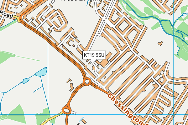 KT19 9SU map - OS VectorMap District (Ordnance Survey)