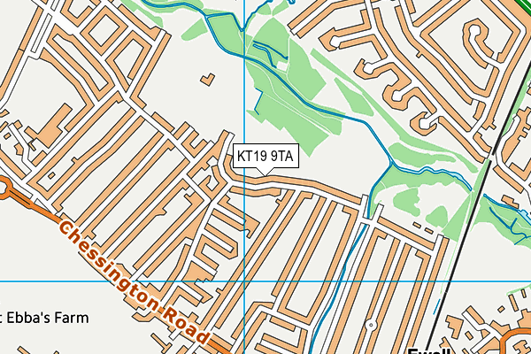 KT19 9TA map - OS VectorMap District (Ordnance Survey)