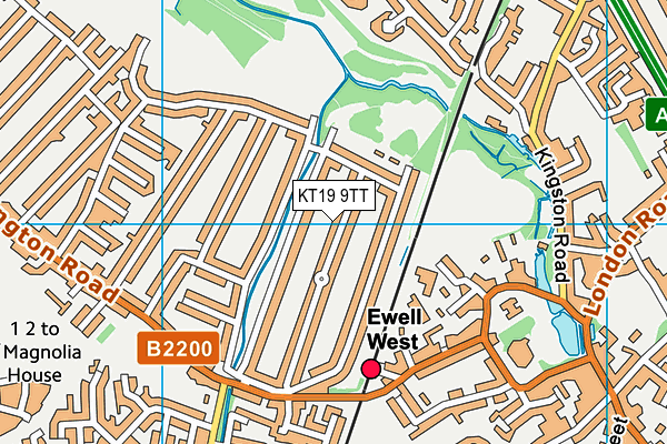KT19 9TT map - OS VectorMap District (Ordnance Survey)