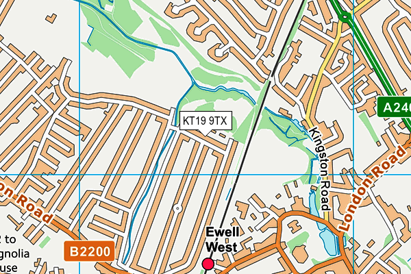 KT19 9TX map - OS VectorMap District (Ordnance Survey)