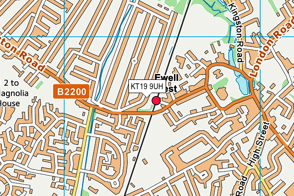 KT19 9UH map - OS VectorMap District (Ordnance Survey)
