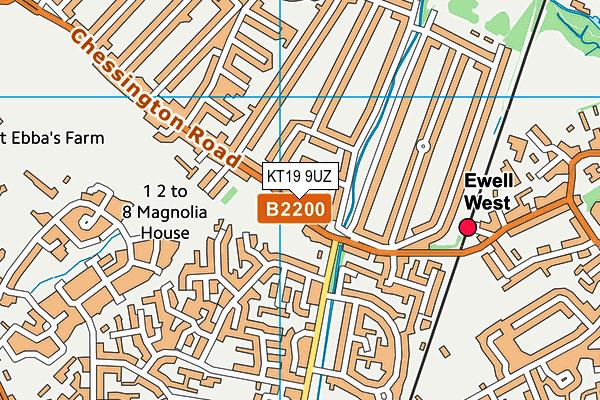 KT19 9UZ map - OS VectorMap District (Ordnance Survey)