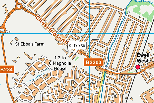 KT19 9XB map - OS VectorMap District (Ordnance Survey)