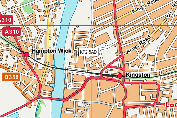 KT2 5AD map - OS VectorMap District (Ordnance Survey)