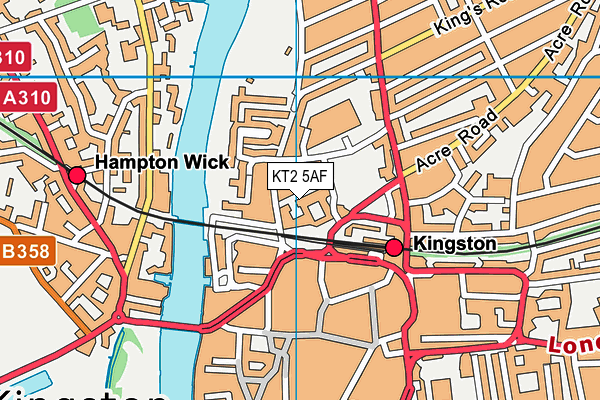 KT2 5AF map - OS VectorMap District (Ordnance Survey)