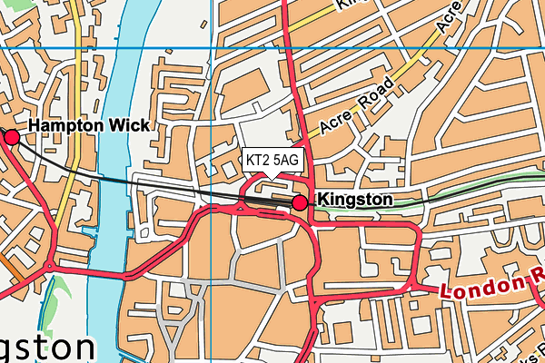 KT2 5AG map - OS VectorMap District (Ordnance Survey)