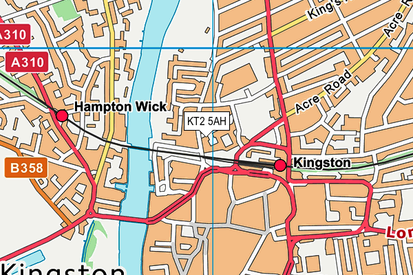 KT2 5AH map - OS VectorMap District (Ordnance Survey)