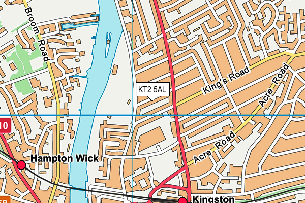 KT2 5AL map - OS VectorMap District (Ordnance Survey)