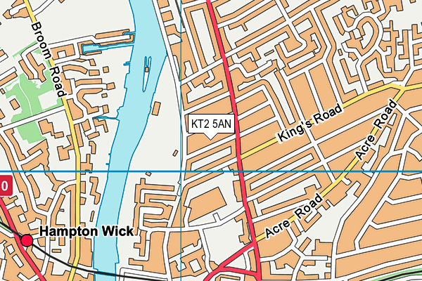 KT2 5AN map - OS VectorMap District (Ordnance Survey)