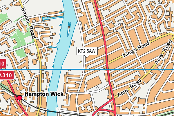 KT2 5AW map - OS VectorMap District (Ordnance Survey)