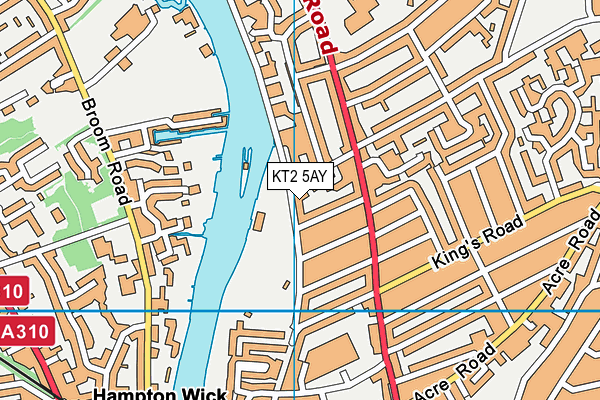 KT2 5AY map - OS VectorMap District (Ordnance Survey)