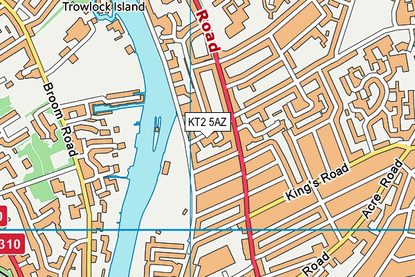 KT2 5AZ map - OS VectorMap District (Ordnance Survey)