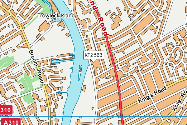 KT2 5BB map - OS VectorMap District (Ordnance Survey)
