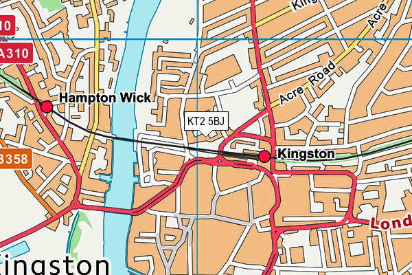 KT2 5BJ map - OS VectorMap District (Ordnance Survey)
