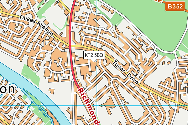 KT2 5BQ map - OS VectorMap District (Ordnance Survey)
