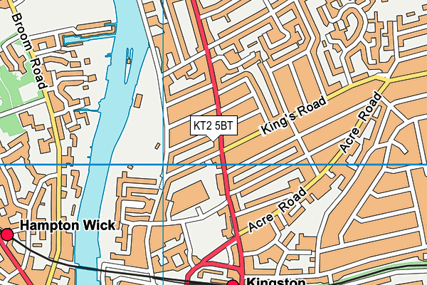 KT2 5BT map - OS VectorMap District (Ordnance Survey)