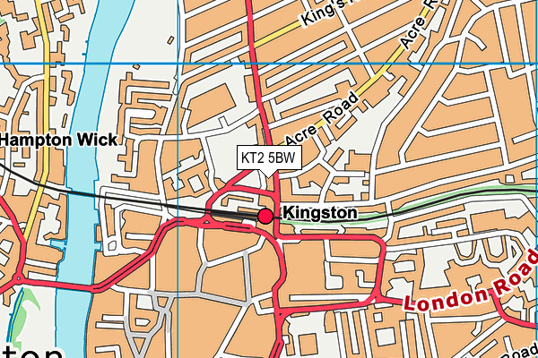 KT2 5BW map - OS VectorMap District (Ordnance Survey)