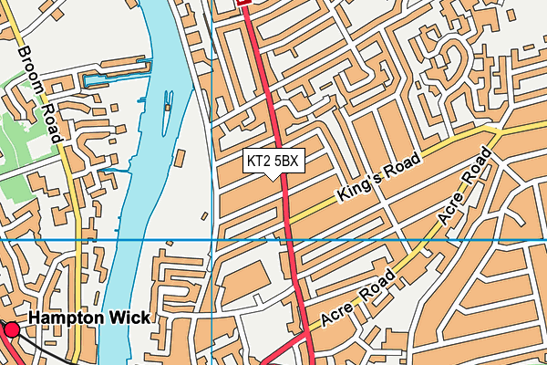 KT2 5BX map - OS VectorMap District (Ordnance Survey)