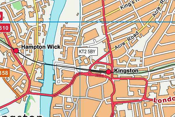 KT2 5BY map - OS VectorMap District (Ordnance Survey)