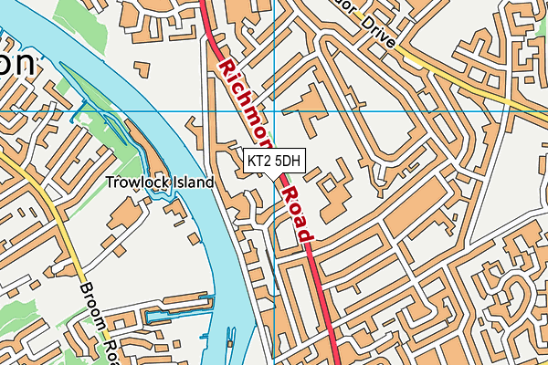 KT2 5DH map - OS VectorMap District (Ordnance Survey)