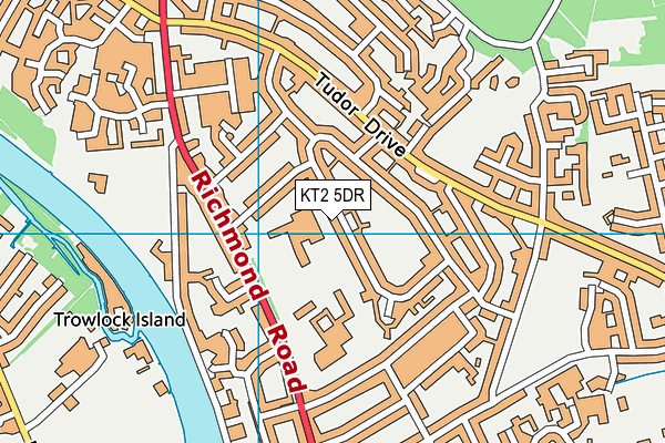 KT2 5DR map - OS VectorMap District (Ordnance Survey)