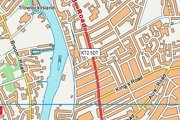 KT2 5DT map - OS VectorMap District (Ordnance Survey)