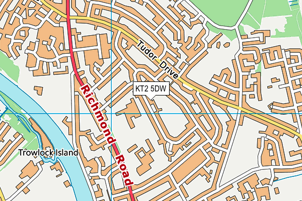 KT2 5DW map - OS VectorMap District (Ordnance Survey)