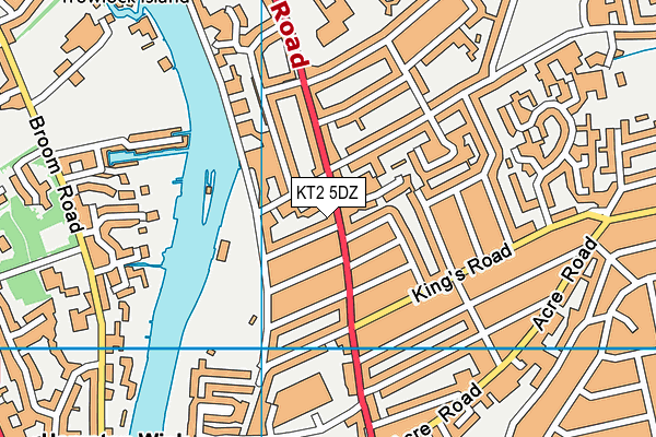 KT2 5DZ map - OS VectorMap District (Ordnance Survey)