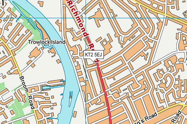 KT2 5EJ map - OS VectorMap District (Ordnance Survey)