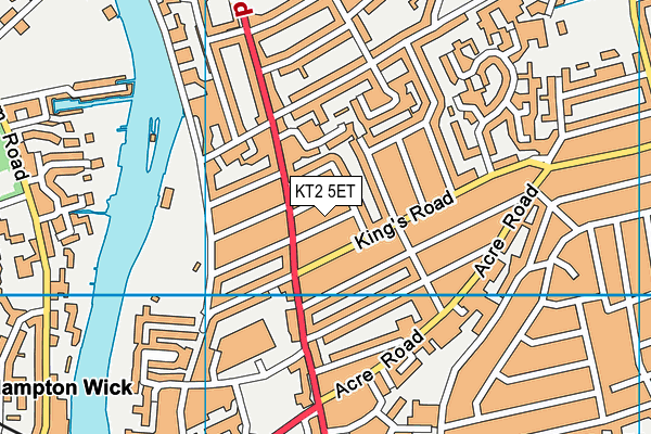 KT2 5ET map - OS VectorMap District (Ordnance Survey)