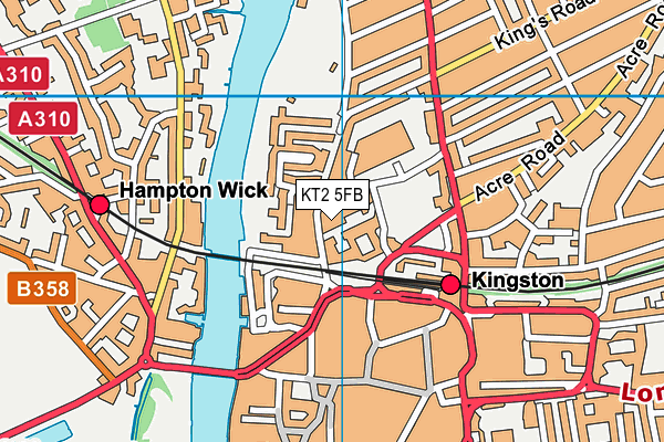 KT2 5FB map - OS VectorMap District (Ordnance Survey)