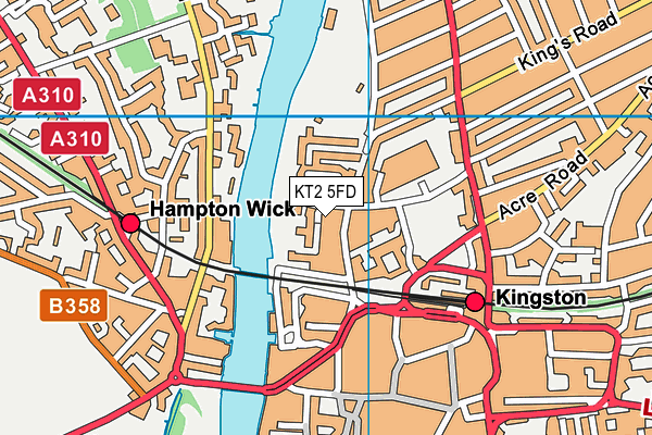 KT2 5FD map - OS VectorMap District (Ordnance Survey)