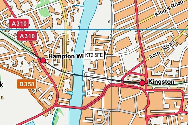 KT2 5FE map - OS VectorMap District (Ordnance Survey)